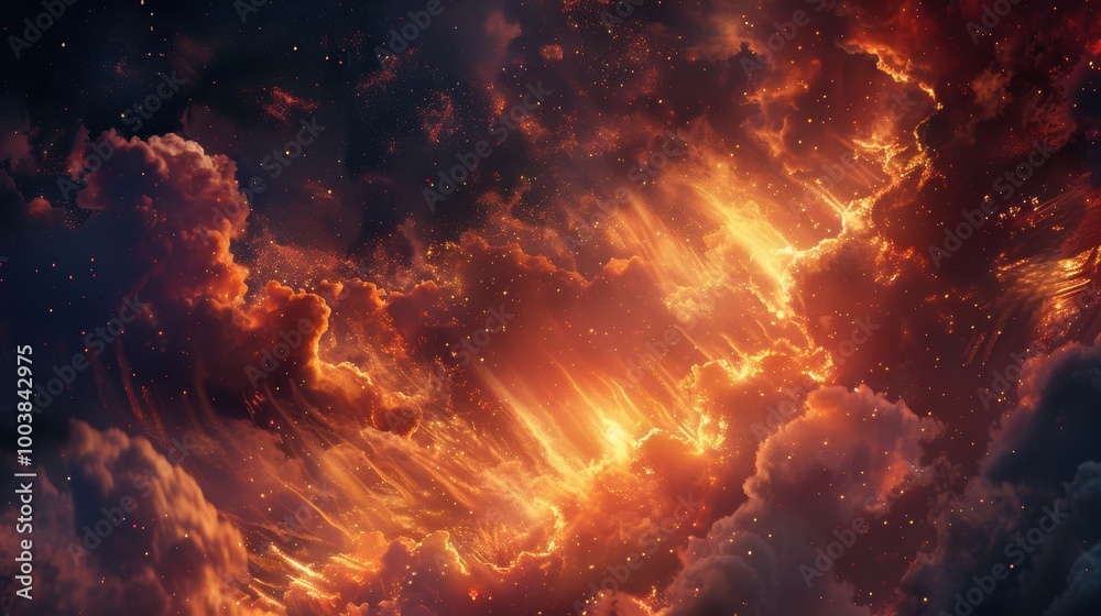 Dramatic Sky with Burning Clouds in Vivid Colors Dramatic Sky with Burning Clouds in Vivid Colors