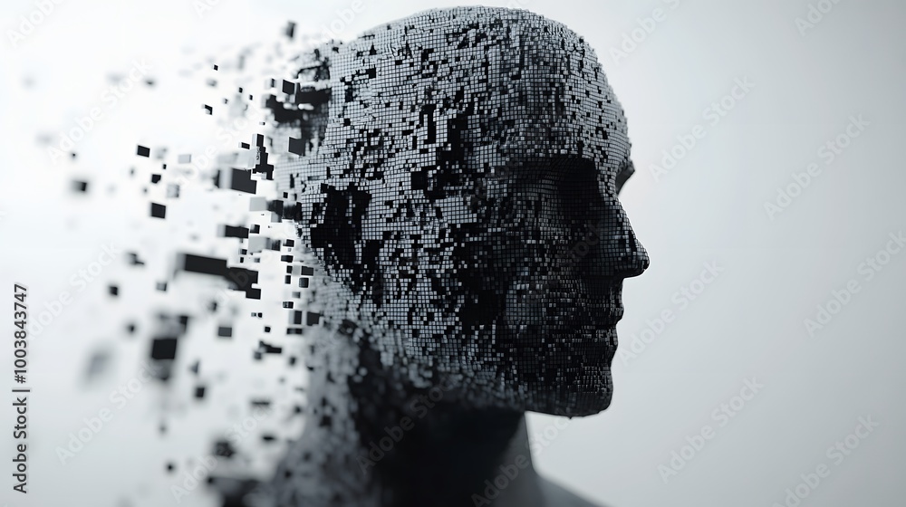 Composite image of digital gray pixelated 3d man. Composite image of digital gray pixelated 3d man.
