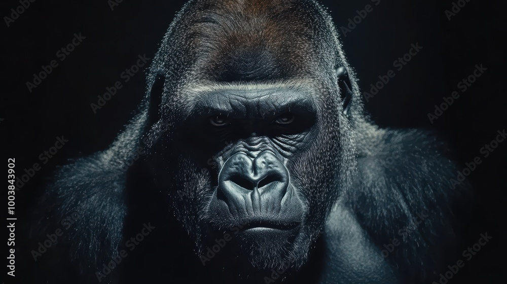 Powerful Gorilla Portrait in Studio Setting Powerful Gorilla Portrait in Studio Setting