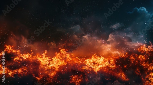 Vibrant Fire in the Night Sky with Stars