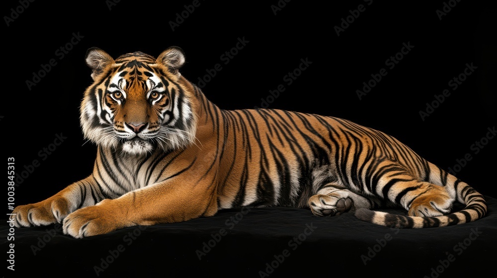 Fototapeta premium Tiger in Studio with Black Background