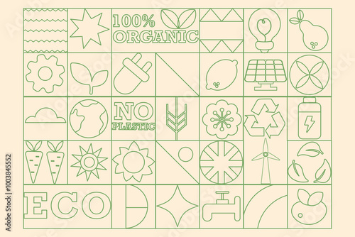Geometric modern eco friendly background. Abstract outline.  Seamless pattern bauhaus