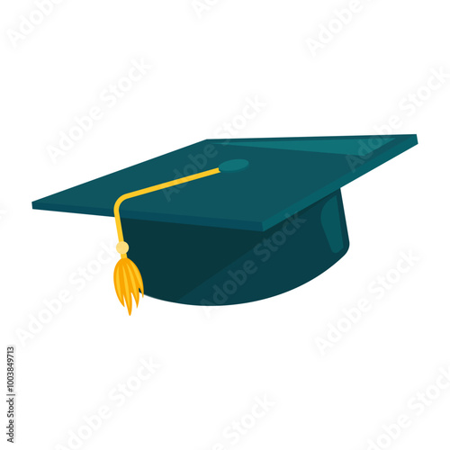 Flat illustration of student graduation hat isolated on white background