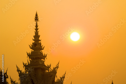 Wat Rong Khun (White temple), Buddhist Temple located in Thailand. Very unusual for buddhism and tropics architectural appearance (architectural whim in Europe terms, oddity) at 1997. Asian Modernism