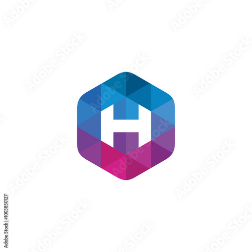 Letter H Hexagon logo design vector template