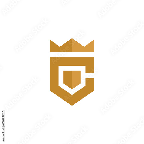 Crown Letter C Geometric Logo design vector template
