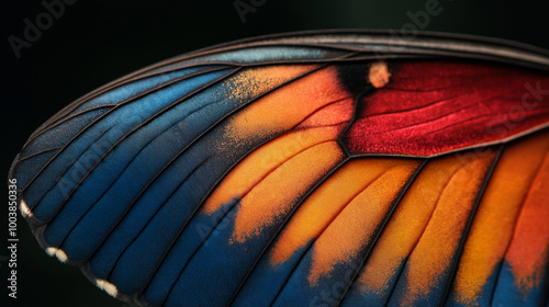 colorful background and oval spots on beautiful lines taken from part of  butterfly's wing, exotic texture photo