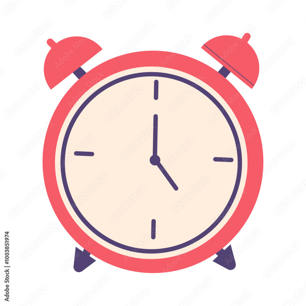 Alarm clock wakeup time isolated on background in flat style Alarm clock wakeup time isolated on background in flat style