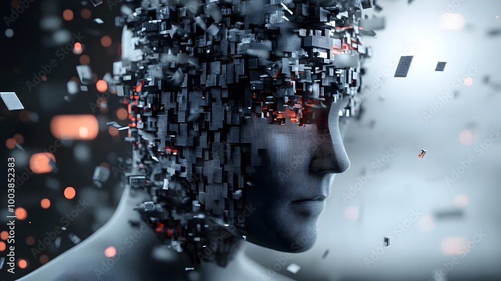Composite image of digital gray pixelated 3d man. Composite image of digital gray pixelated 3d man.
