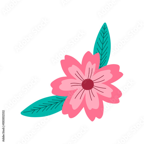 Hand drawn spring flower isolated illustration on the white