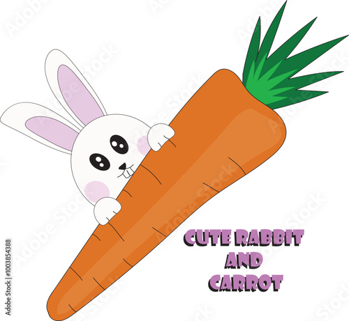 carrot on a white bactgroun and cute rabbit