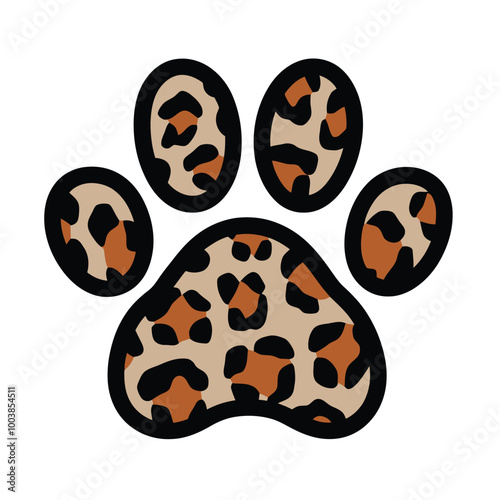 Animal paw print with leopard pattern illustration