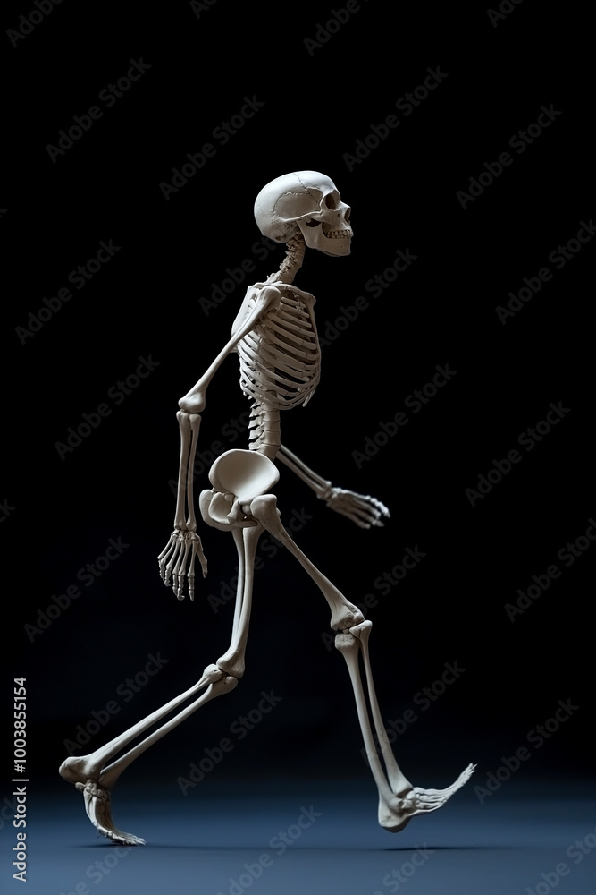 body half-sided in walking on dark background