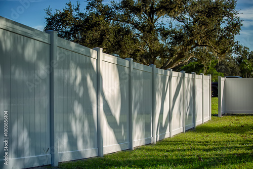 White Vinyl Fence Solid Privacy with Gate