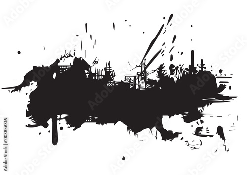 Brush strokes Set hand drawn grunge texture illustration isolated on white background.