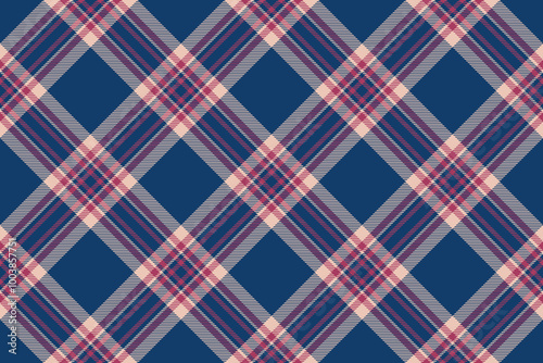 Tartan plaid background, diagonal check seamless pattern. Vector fabric texture for textile print, wrapping paper, gift card, wallpaper.