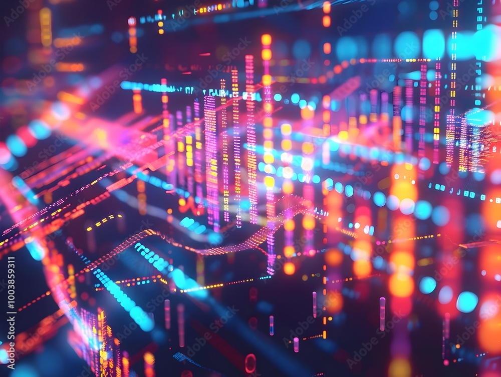 Fototapeta premium Vibrant Digital to DNA Sequence Conversion Animation Showcasing Futuristic Data Storage Concept