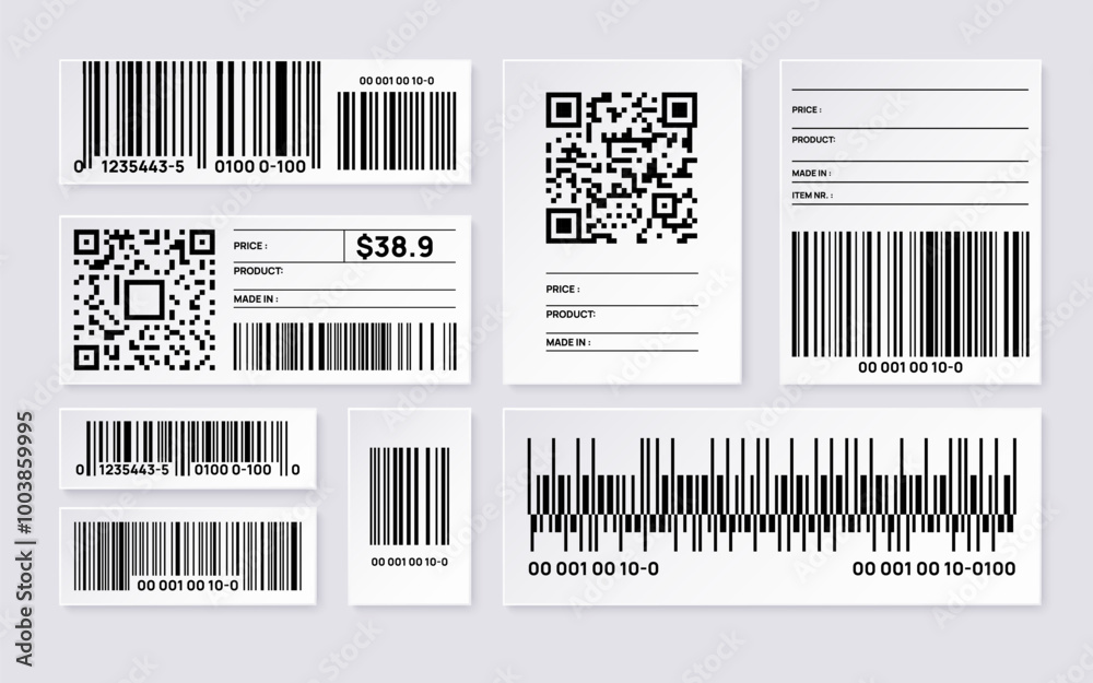 Collection of barcodes and QR codes on product labels