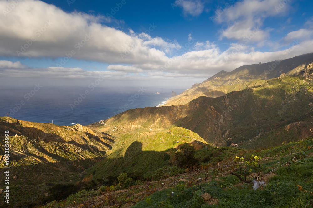The Anaga Mountains in Tenerife captured on a beautiful sunny day.