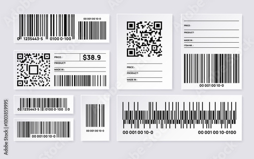 Collection of barcodes and QR codes on product labels