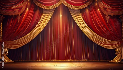 緞帳の降りた演劇舞台の背景イラスト壁紙
