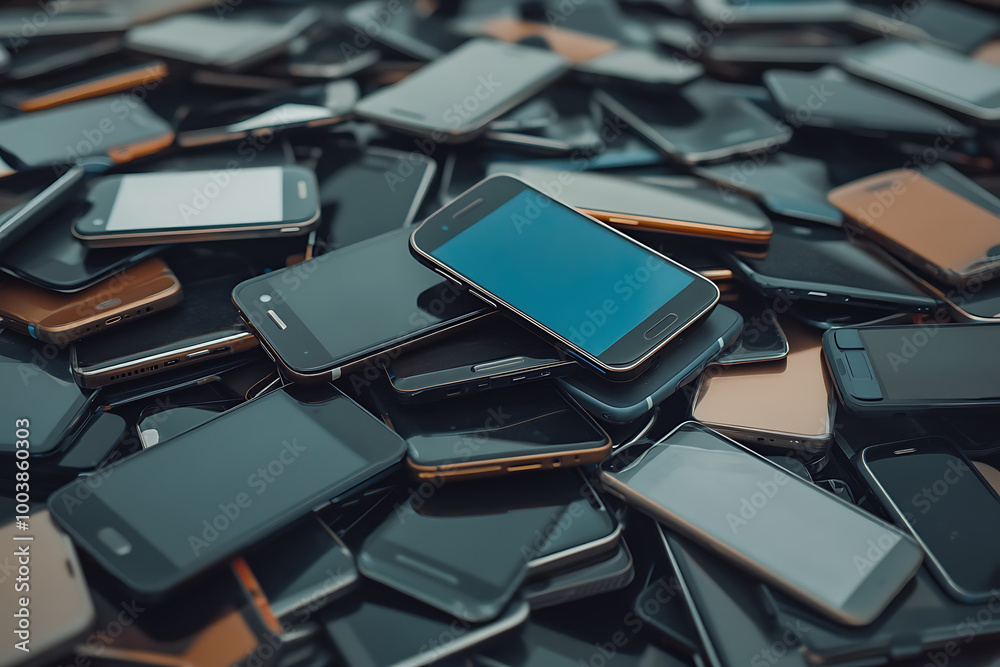 A Pile of Smartphones Shows The Popularity of Mobile Devices.
