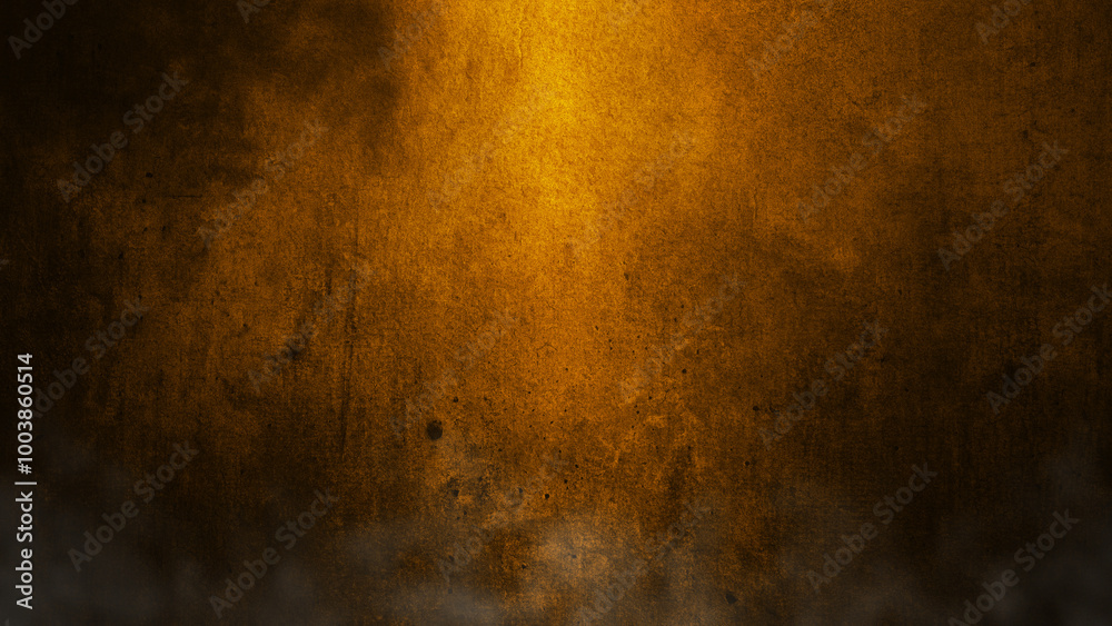 A dark background with a yellowish stain on the grungy wall A dark background with a yellowish stain on the grungy wall