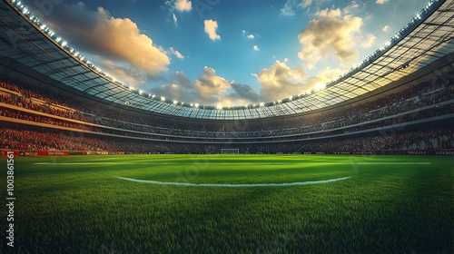 Soccer Stadium Filled with Fans for Big Game