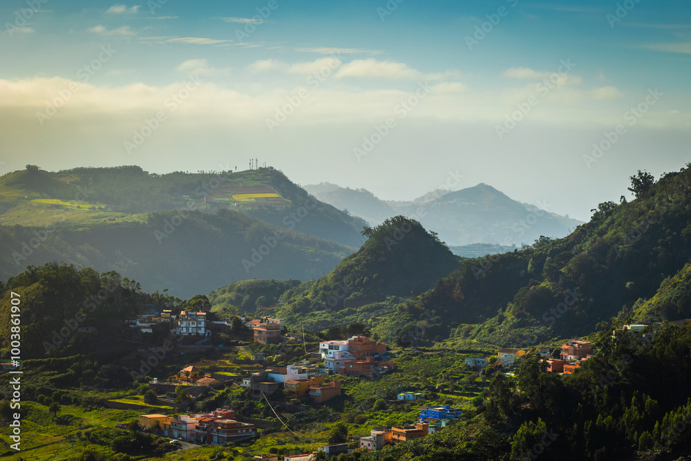 The Anaga Mountains in Tenerife captured on a beautiful sunny day.