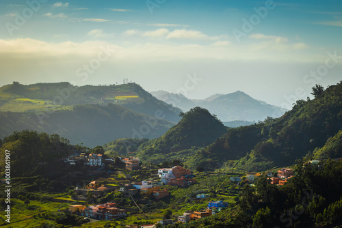 Obraz na płótnie The Anaga Mountains in Tenerife captured on a beautiful sunny day. w salonie