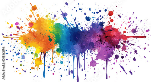 Abstract colorful watercolor background with paint splashes and drops
