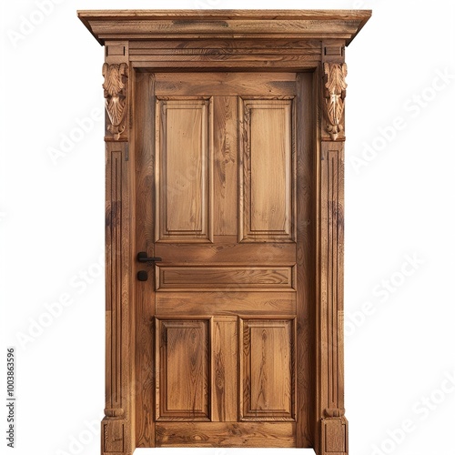 side view isolated wooden door isolated 