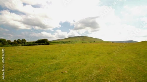 Hay bluff, Penybegwn in welsh, in the Black Mountains, South Wales, United Kingdom near the English border. Portrait, Wide angle. photo