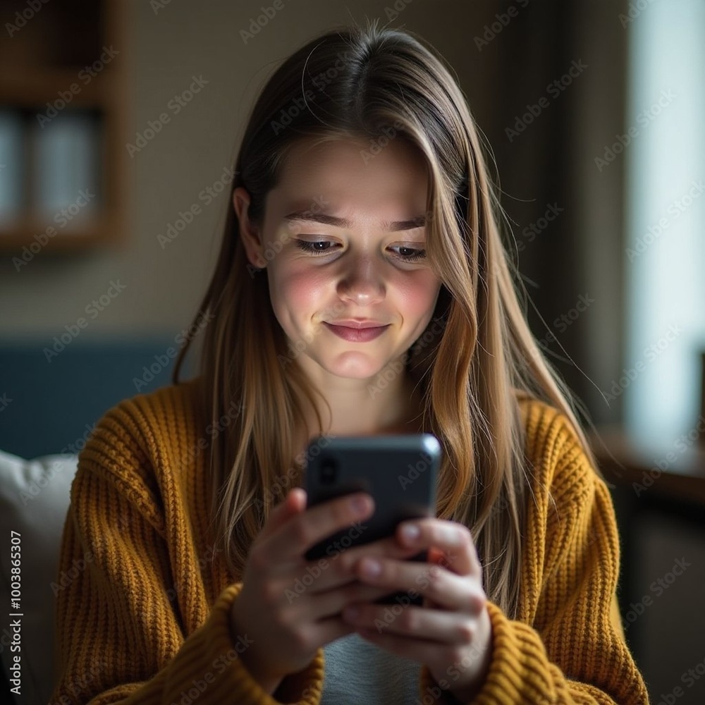 Amazing high resolution photos of confused teenage girl reading text message on her smartphone.Mobile communication Amazing high resolution photos of confused teenage girl reading text message on her smartphone.Mobile communication