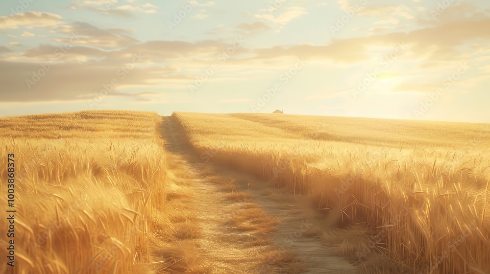 Golden wheat depicting a harvest scene generated by artificial intelligence Golden wheat depicting a harvest scene generated by artificial intelligence