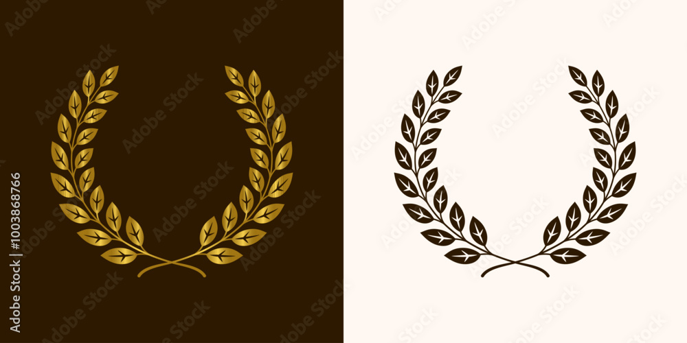 golden laurels wreaths and branches with leaves. swirls, twigs and flower ornaments. herbs, flowers and plants elements. vector design elements golden laurels wreaths and branches with leaves. swirls, twigs and flower ornaments. herbs, flowers and plants elements. vector design elements