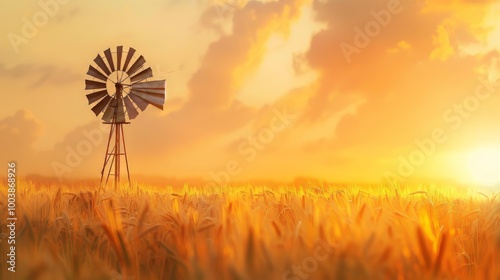 Golden wheat depicting a harvest scene generated by artificial intelligence