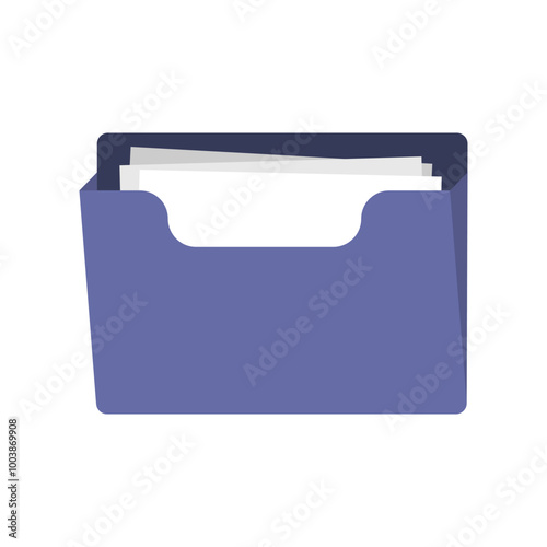 Office folder icon. File folder with documents. Folder for reports and archive cases.