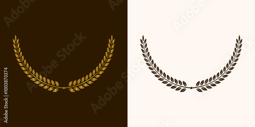 golden laurels wreaths and branches with leaves. swirls, twigs and flower ornaments. herbs, flowers and plants elements. vector design elements