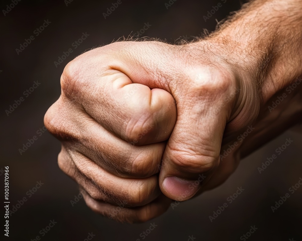 Fototapeta premium A close-up of a clenched fist, symbolizing strength, determination, or protest against injustice.