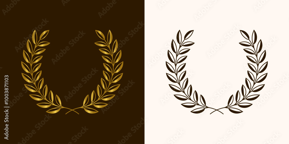 golden laurels wreaths and branches with leaves. swirls, twigs and flower ornaments. herbs, flowers and plants elements. vector design elements golden laurels wreaths and branches with leaves. swirls, twigs and flower ornaments. herbs, flowers and plants elements. vector design elements