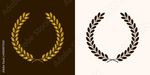 golden laurels wreaths and branches with leaves. swirls, twigs and flower ornaments. herbs, flowers and plants elements. vector design elements
