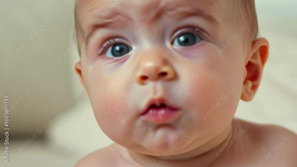 Cute surprised baby with curious expression Cute surprised baby with curious expression