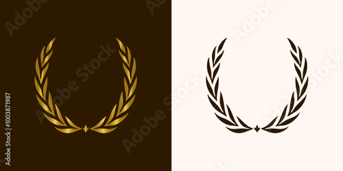 golden laurels wreaths and branches with leaves. swirls, twigs and flower ornaments. herbs, flowers and plants elements. vector design elements