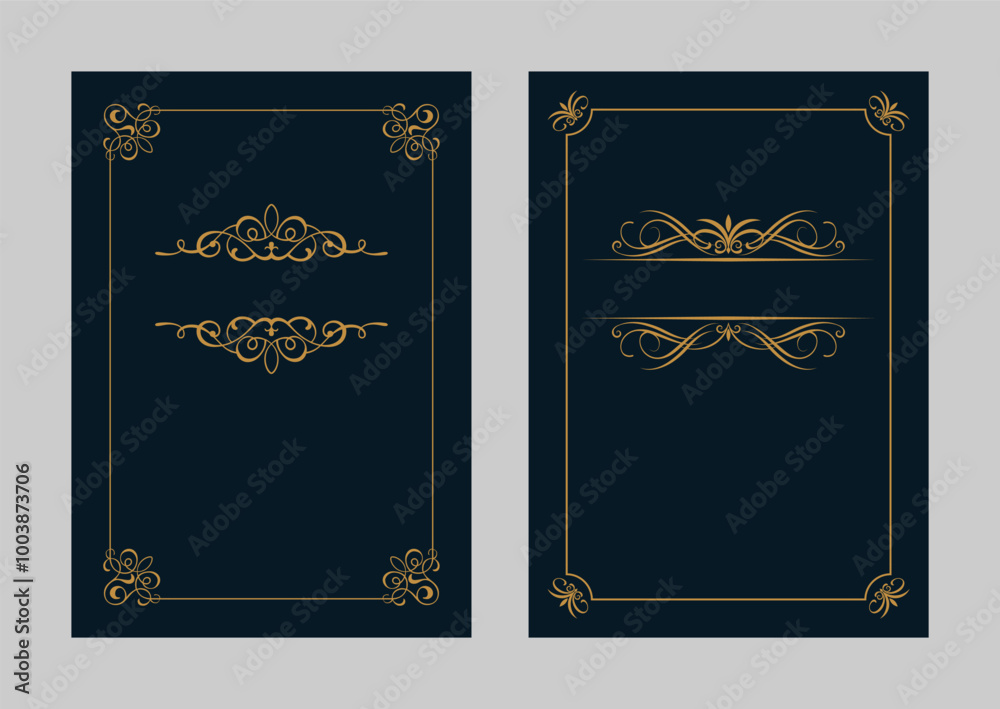 Fototapeta premium decorative ornament frames and borders. and vignettes frame design vector template. Good for wedding invitation or other design