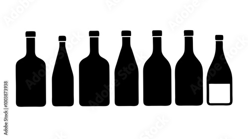 set of bottles vector silhouette illustration black 