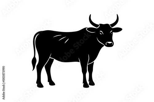 black silhouette of a bull