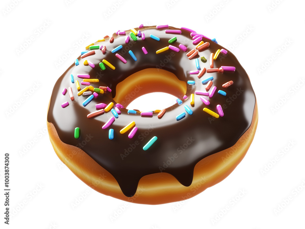 3D PNG icon of a Glazed Donut with colorful sprinkles on top on isolated transparent background 3D PNG icon of a Glazed Donut with colorful sprinkles on top on isolated transparent background