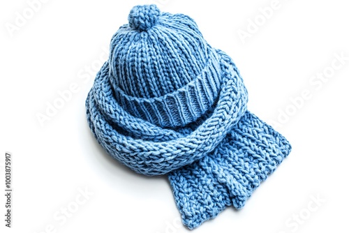 Warm knitted scarf and cap