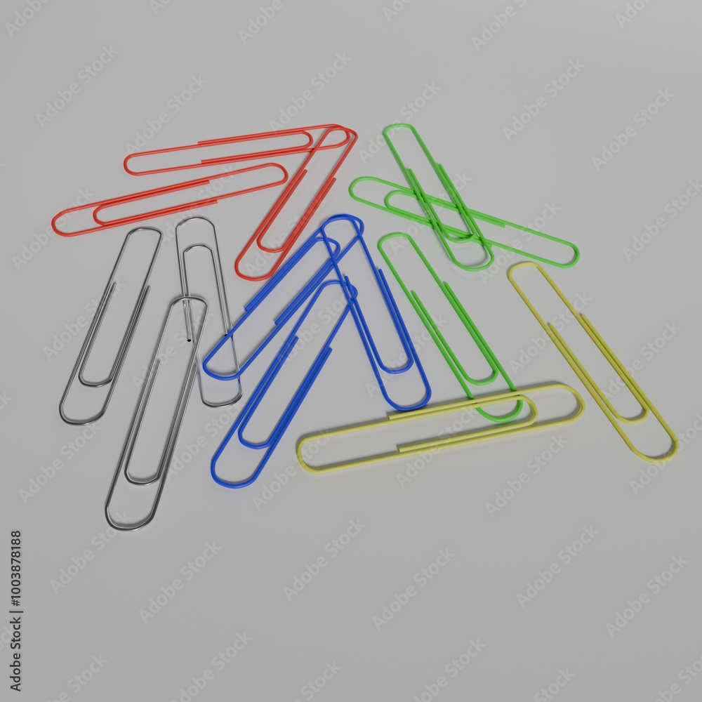 3D rendered. paper clips isolated on white 3D rendered. paper clips isolated on white